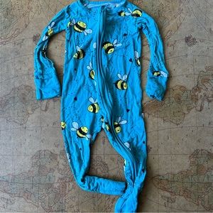 Little Sleepies Teal Bees size 6-12 months zippie PLAY CONDITION